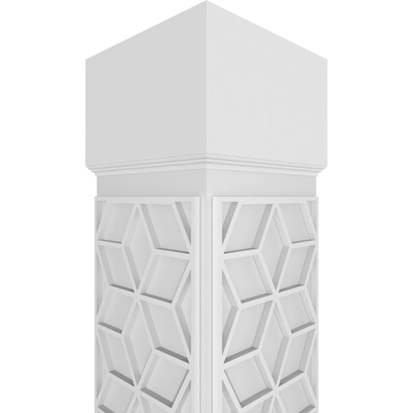 Ekena Millwork Craftsman Classic Square Non-Tapered Pueblo Fretwork Column w/ Standard Capital & Standard Base - CC1009ENPBLCSCS