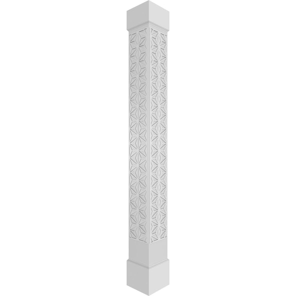 Ekena Millwork Craftsman Classic Square Non-Tapered Hampton Fretwork Column w/ Standard Capital & Standard Base - CC1208ENHMPCSCS