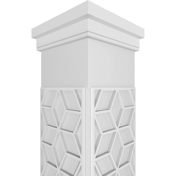 Ekena Millwork Craftsman Classic Square Non-Tapered Pueblo Fretwork Column w/ Prairie Capital & Prairie Base - CC1210ENPBLPRPR