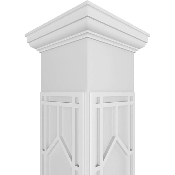 Ekena Millwork Craftsman Classic Square Non-Tapered Shaker Fretwork Column w/ Tuscan Capital & Tuscan Base - CC1209ENSHKTUTU