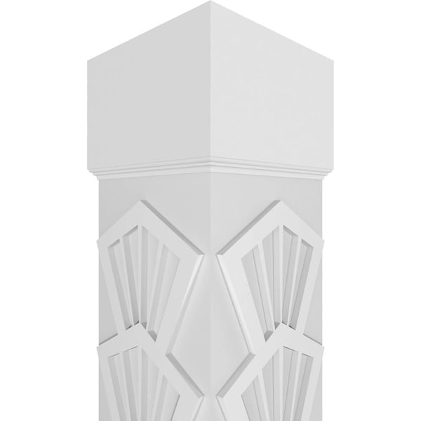 Ekena Millwork Craftsman Classic Square Non-Tapered Coastal Fretwork Column w/ Standard Capital & Standard Base - CC1208ENCTLCSCS