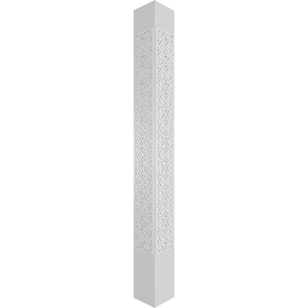 Ekena Millwork Craftsman Classic Square Non-Tapered Mid-Century Fretwork Column w/ Prairie Capital & Prairie Base - CC1208ENMIDPRPR