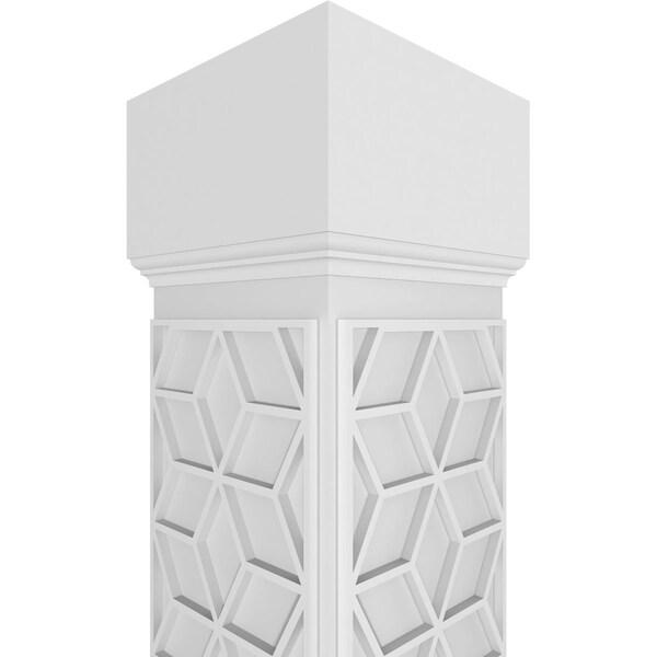 Ekena Millwork Craftsman Classic Square Non-Tapered Pueblo Fretwork Column w/ Mission Capital & Mission Base - CC1008ENPBLMIMI