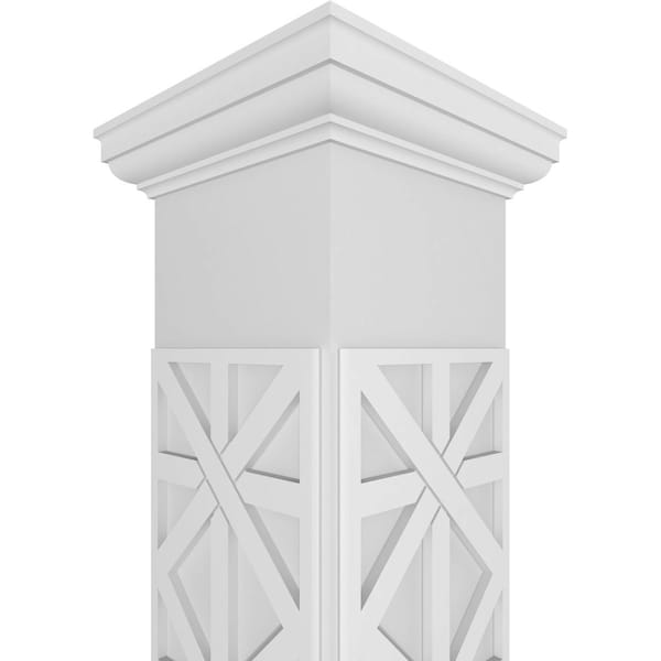 Ekena Millwork Craftsman Classic Square Non-Tapered Imperial Fretwork Column w/ Tuscan Capital & Tuscan Base - CC1208ENIMPTUTU