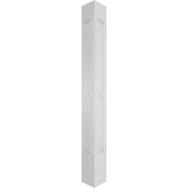 Ekena Millwork Craftsman Classic Square Non-Tapered Bungalow Fretwork Column w/ Crown Capital & Crown Base - CC1010ENBNGCRCR