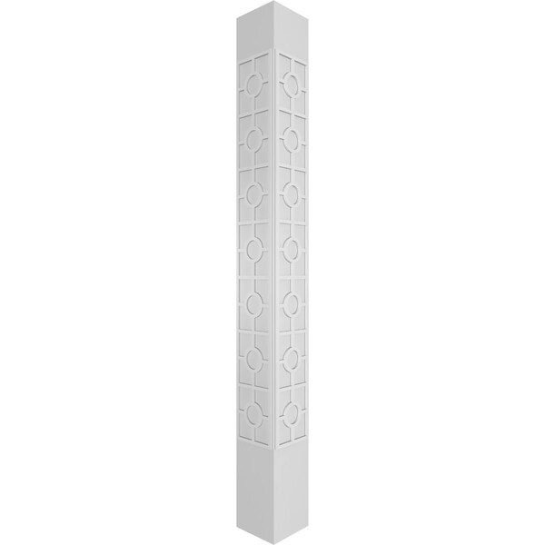Ekena Millwork Craftsman Classic Square Non-Tapered Koroluck Fretwork Column w/ Prairie Capital & Prairie Base - CC0808ENKORPRPR