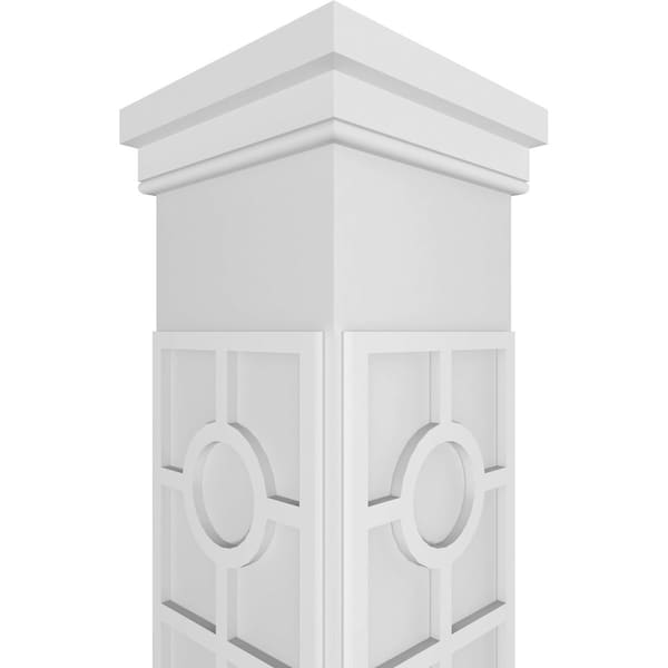 Ekena Millwork Craftsman Classic Square Non-Tapered Koroluck Fretwork Column w/ Prairie Capital & Prairie Base - CC0808ENKORPRPR