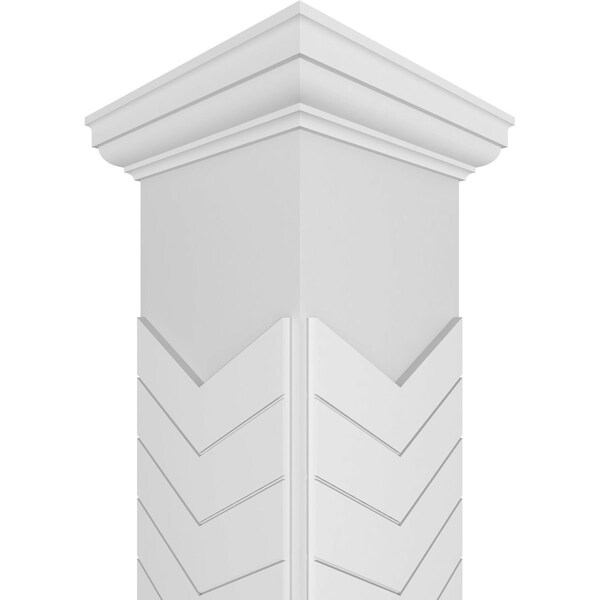 Ekena Millwork Craftsman Classic Square Non-Tapered Chevron Modern Fretwork Column w/ Tuscan Capital & Tuscan Base - CC1209ENCVDTUTU