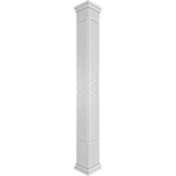 Ekena Millwork Craftsman Classic Square Non-Tapered Arts & Crafts Fretwork Column w/ Prairie Capital & Prairie Base - CC1009ENACDPRPR