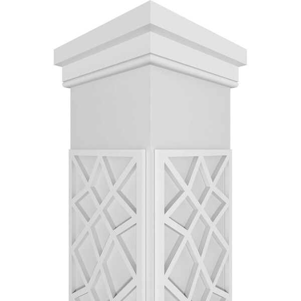 Ekena Millwork Craftsman Classic Square Non-Tapered Mosaic Fretwork Column w/ Prairie Capital & Prairie Base - CC1008ENMSCPRPR