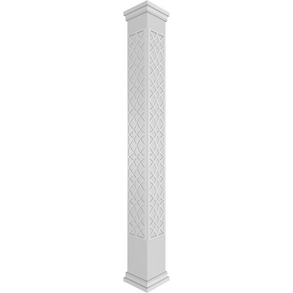 Ekena Millwork Craftsman Classic Square Non-Tapered Mosaic Fretwork Column w/ Prairie Capital & Prairie Base - CC1008ENMSCPRPR