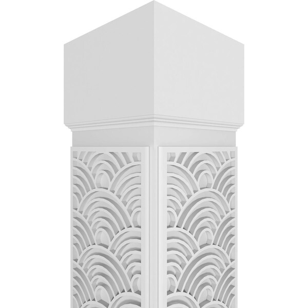 Ekena Millwork Craftsman Classic Square Non-Tapered Art Deco Fretwork Column w/ Standard Capital & Standard Base - CC1009ENARDCSCS