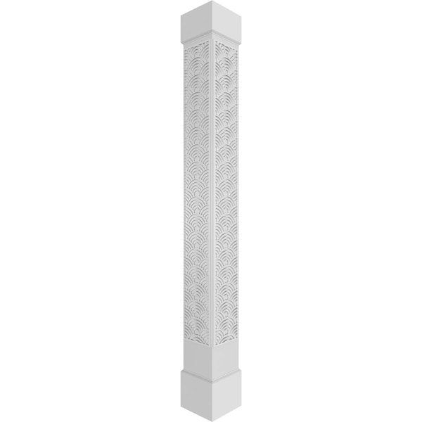 Ekena Millwork Craftsman Classic Square Non-Tapered Art Deco Fretwork Column w/ Standard Capital & Standard Base - CC1009ENARDCSCS