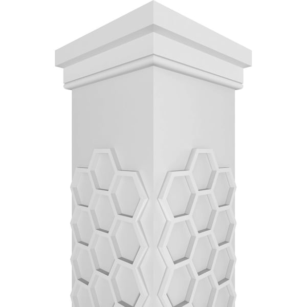 Ekena Millwork Craftsman Classic Square Non-Tapered Westmore Fretwork Column w/ Prairie Capital & Prairie Base - CC1210ENWSTPRPR