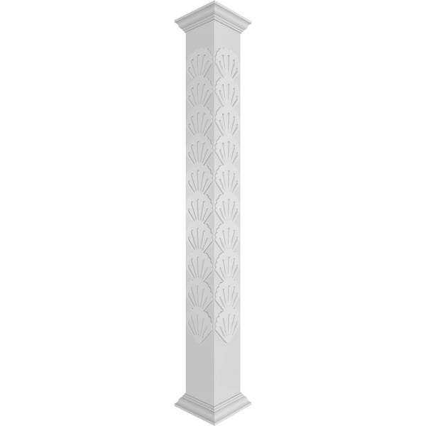 Ekena Millwork 8"W x 9'H Craftsman Classic Square Non-Tapered Bondi Fretwork Column w/ Crown Capital & Crown Base - CC0809ENBNDCRCR