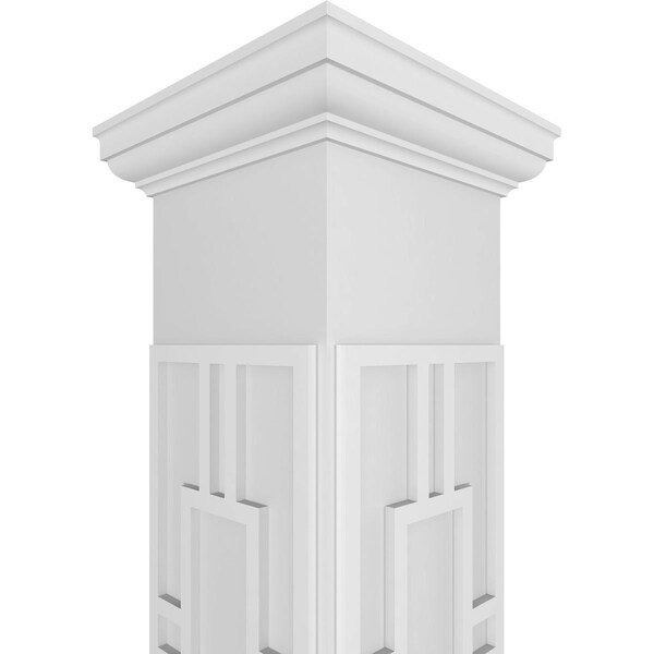Ekena Millwork Craftsman Classic Square Non-Tapered Hastings Fretwork Column w/ Tuscan Capital & Tuscan Base - CC1210ENHASTUTU