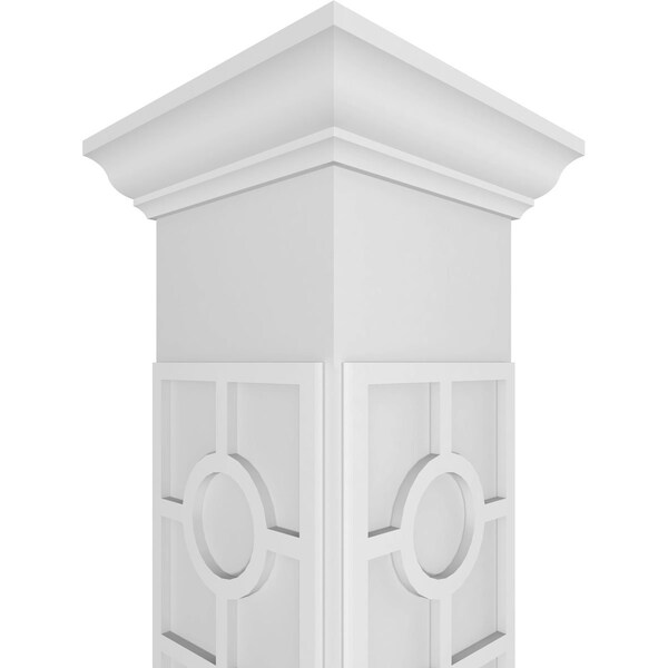 Ekena Millwork Craftsman Classic Square Non-Tapered Koroluck Fretwork Column w/ Crown Capital & Crown Base - CC0808ENKORCRCR