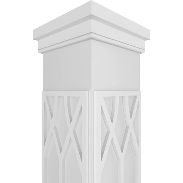 Ekena Millwork Craftsman Classic Square Non-Tapered Riviera Fretwork Column w/ Prairie Capital & Prairie Base - CC1209ENRIVPRPR