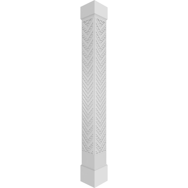 Ekena Millwork Craftsman Classic Square Non-Tapered Gilcrest Fretwork Column w/ Standard Capital & Standard Base - CC1008ENGCTCSCS