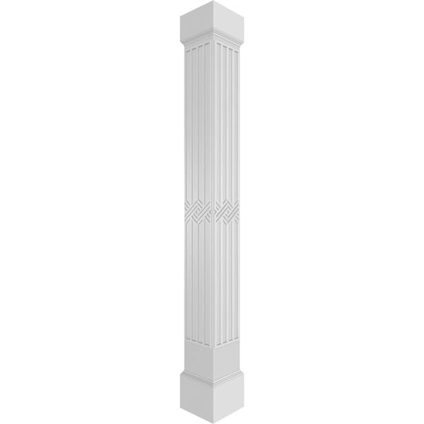 Ekena Millwork Craftsman Classic Square Non-Tapered Zion Fretwork Column w/ Mission Capital & Mission Base - CC1009ENZINMIMI