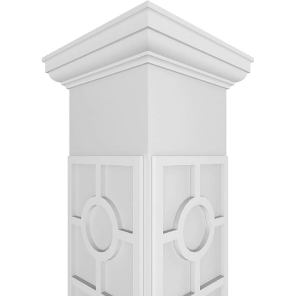 Ekena Millwork Craftsman Classic Square Non-Tapered Koroluck Fretwork Column w/ Tuscan Capital & Tuscan Base - CC0810ENKORTUTU