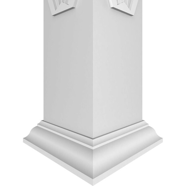 Ekena Millwork Craftsman Classic Square Non-Tapered Coastal Fretwork Column w/ Crown Capital & Crown Base - CC1208ENCTLCRCR