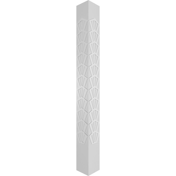 Ekena Millwork Craftsman Classic Square Non-Tapered Coastal Fretwork Column w/ Crown Capital & Crown Base - CC1208ENCTLCRCR