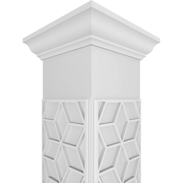 Ekena Millwork 8"W x 10'H Craftsman Classic Square Non-Tapered Pueblo Fretwork Column w/ Crown Capital & Crown Base - CC0810ENPBLCRCR