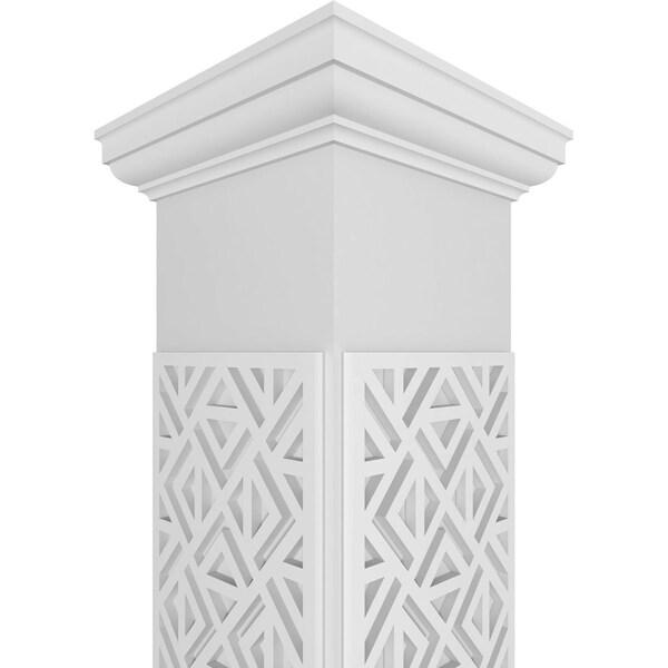 Ekena Millwork Craftsman Classic Square Non-Tapered Mid-Century Fretwork Column w/ Tuscan Capital & Tuscan Base - CC0808ENMIDTUTU