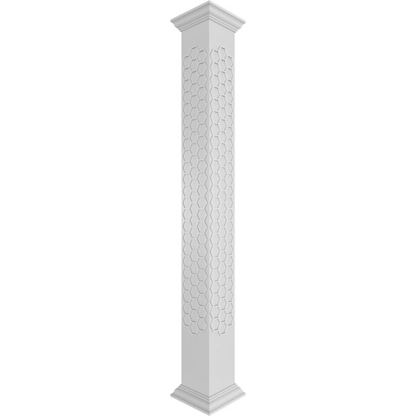 Ekena Millwork Craftsman Classic Square Non-Tapered Westmore Fretwork Column w/ Crown Capital & Crown Base - CC0809ENWSTCRCR