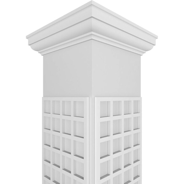 Ekena Millwork Craftsman Classic Square Non-Tapered Manchester Fretwork Column w/ Tuscan Capital & Tuscan Base - CC1208ENMNCTUTU