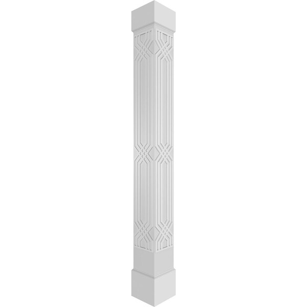 Ekena Millwork Craftsman Classic Square Non-Tapered Atlas Fretwork Column w/ Standard Capital & Standard Base - CC1210ENATLCSCS