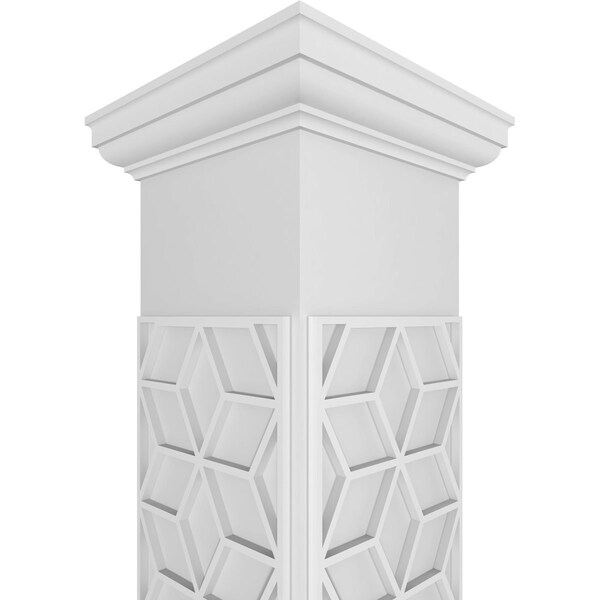Ekena Millwork Craftsman Classic Square Non-Tapered Pueblo Fretwork Column w/ Tuscan Capital & Tuscan Base - CC0809ENPBLTUTU