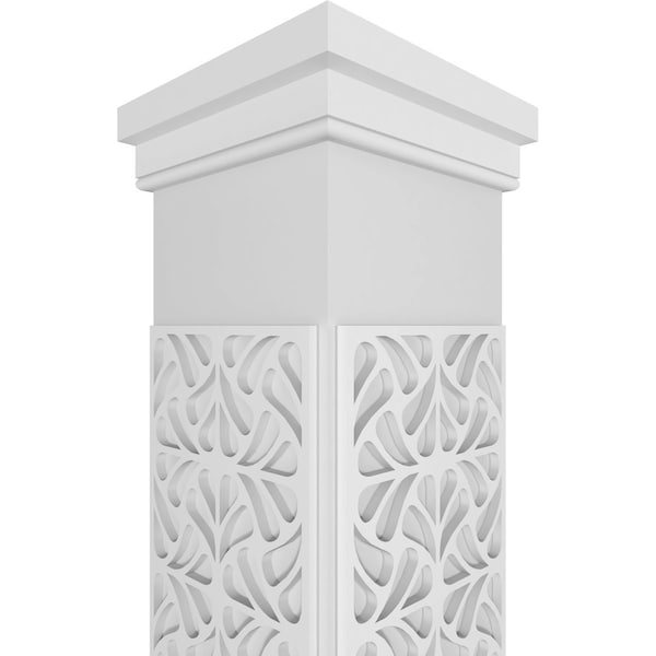Ekena Millwork Craftsman Classic Square Non-Tapered Paisley Fretwork Column w/ Prairie Capital & Prairie Base - CC1010ENPSLPRPR