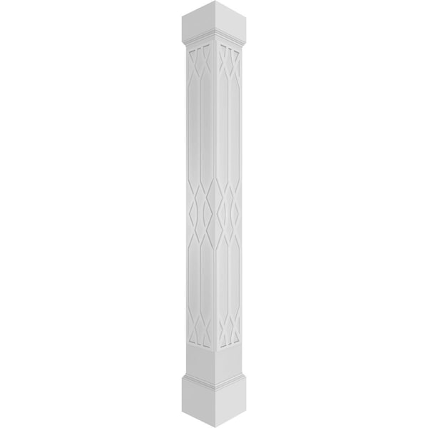 Ekena Millwork Craftsman Classic Square Non-Tapered Riviera Fretwork Column w/ Mission Capital & Mission Base - CC1209ENRIVMIMI