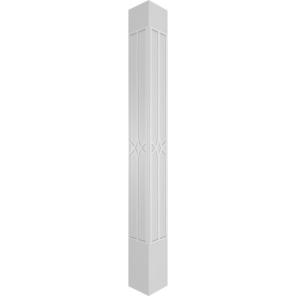 Ekena Millwork Craftsman Classic Square Non-Tapered Cedar Park Fretwork Column w/ Mission Capital & Mission Base - CC1010ENCRPMIMI