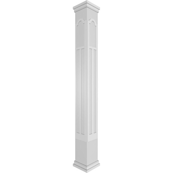 Ekena Millwork Craftsman Classic Square Non-Tapered Paramount Fretwork Column w/ Prairie Capital & Prairie Base - CC1210ENPMTPRPR
