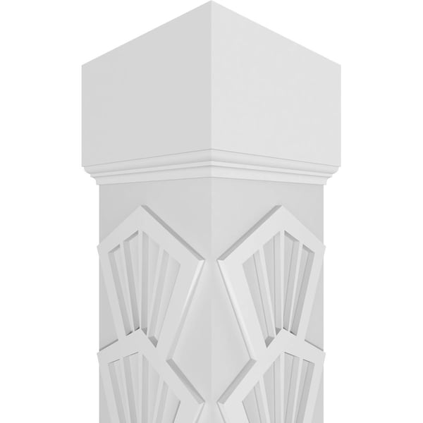 Ekena Millwork Craftsman Classic Square Non-Tapered Coastal Fretwork Column w/ Mission Capital & Mission Base - CC1009ENCTLMIMI