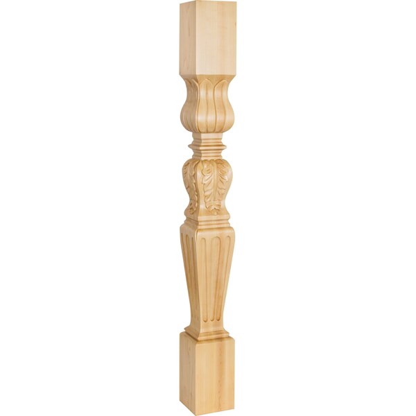 Hardware Resources 3-3/4" Wx3-3/4"Dx35-1/2"H Maple Fluted Acanthus Post - P28MP