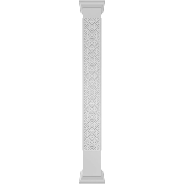Ekena Millwork Craftsman Classic Square Non-Tapered Mid-Century Fretwork Column w/ Crown Capital & Crown Base - CC1009ENMIDCRCR