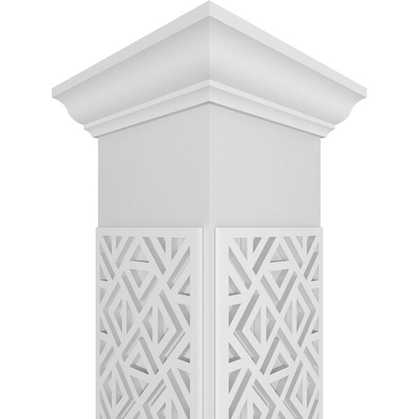 Ekena Millwork Craftsman Classic Square Non-Tapered Mid-Century Fretwork Column w/ Crown Capital & Crown Base - CC1009ENMIDCRCR