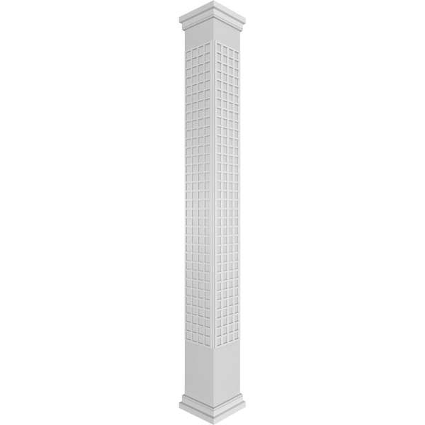 Ekena Millwork Craftsman Classic Square Non-Tapered Manchester Fretwork Column w/ Prairie Capital & Prairie Base - CC1008ENMNCPRPR