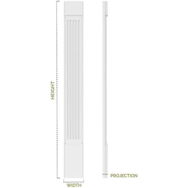 Ekena Millwork Flat Panel PVC Pilaster w/Decorative Capital & Base, 9"W x 90"H x 2"P - PILP09X090FP02-2