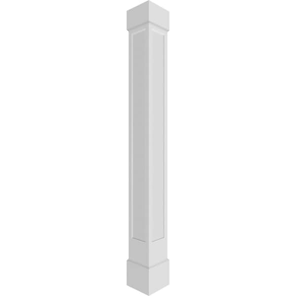 Ekena Millwork Craftsman Classic Square Non-Tapered Recessed Panel PVC Column, Standard Capital & Standard Base - CC0810ENMCSCS