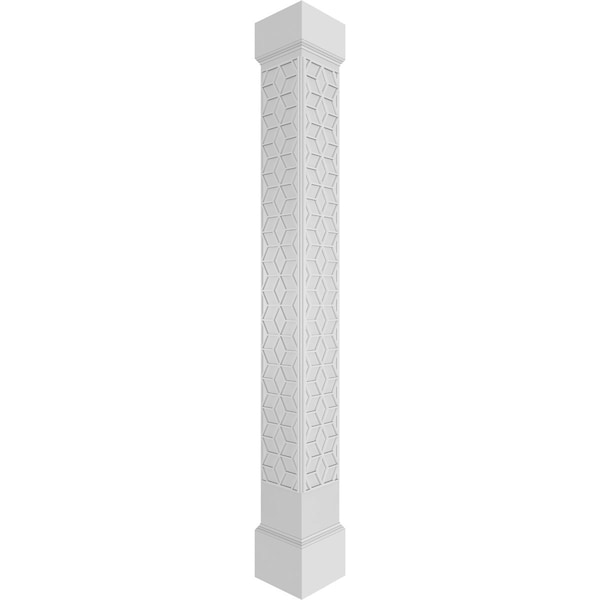 Ekena Millwork Craftsman Classic Square Non-Tapered Pueblo Fretwork Column w/ Mission Capital & Mission Base - CC1209ENPBLMIMI