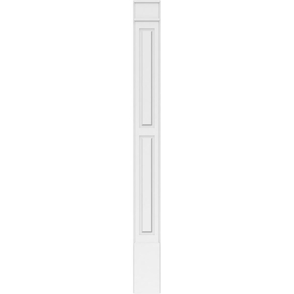 Ekena Millwork Two Equal Raised Panel PVC Pilaster w/Decorative Capital & Base, 9W x 96H x 2P, PR - PILP09X096DRP02-2