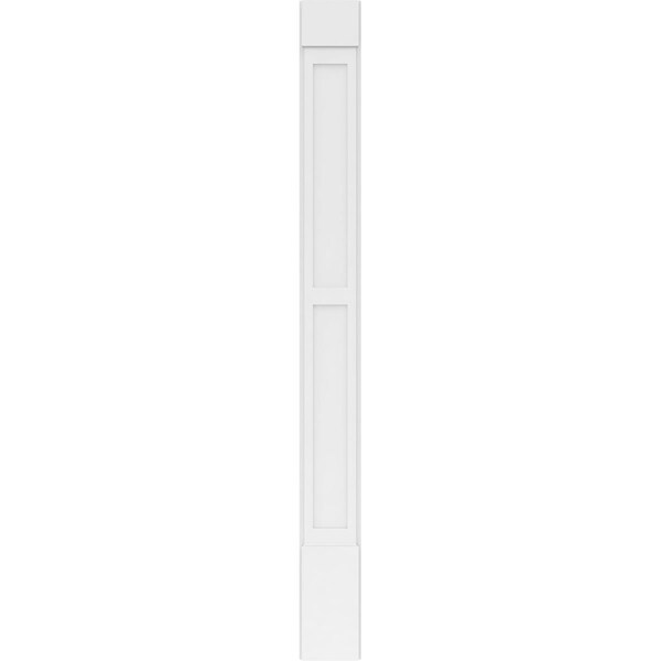 Ekena Millwork Two Equal Flat Panel PVC Pilaster w/Standard Capital & Base, 9"W x 96"H x 2"P - PILP09X096DFP01-2