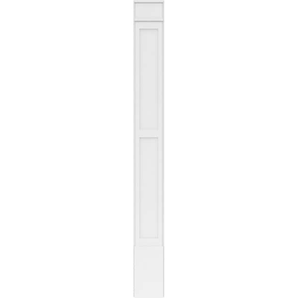 Ekena Millwork Two Equal Flat Panel PVC Pilaster w/Decorative Capital & Base, 10"W x 96"H x 2"P - PILP10X096DFP02-2