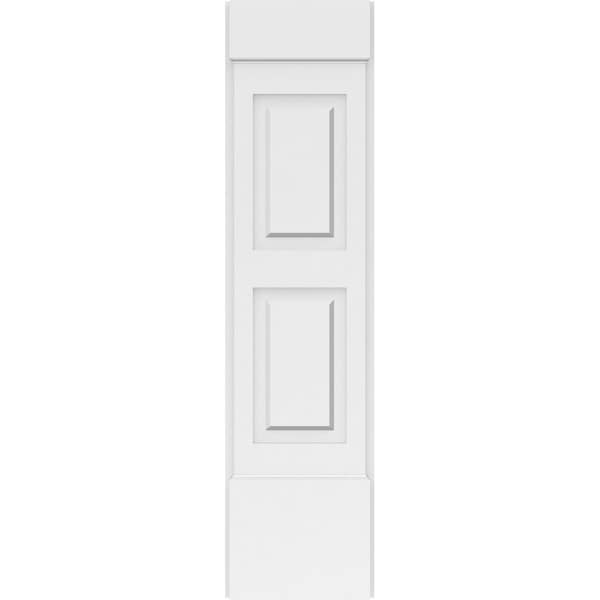Ekena Millwork Two Equal Raised Panel PVC Pilaster w/Standard Capital & Base, 12W x 48H x 2P, PR - PILP12X048DRP01-2