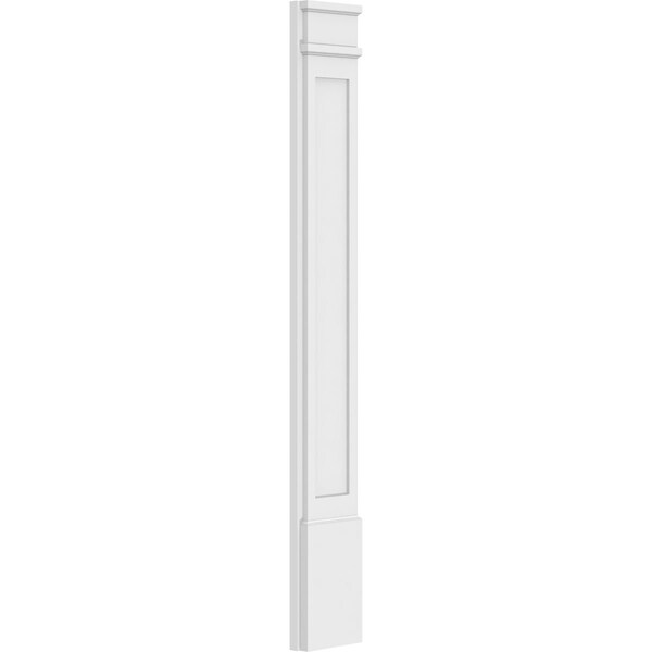 Ekena Millwork Flat Panel PVC Pilaster w/Decorative Capital & Base, 8"W x 60"H x 2"P - PILP08X060FP02-2